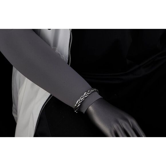 NEW Solid‎ Unisex Braided 925 Sterling Silver Cuff Bracelet, Adjustable 5.9cm - Picture 5 of 16